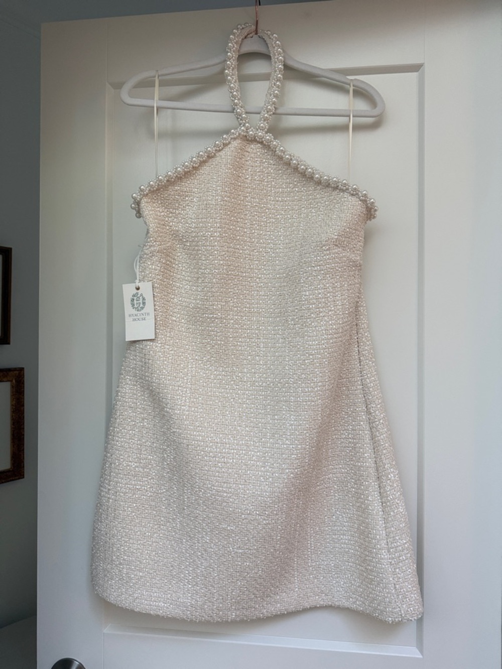 Ivory Tweed Pearl Petra Mini Dress